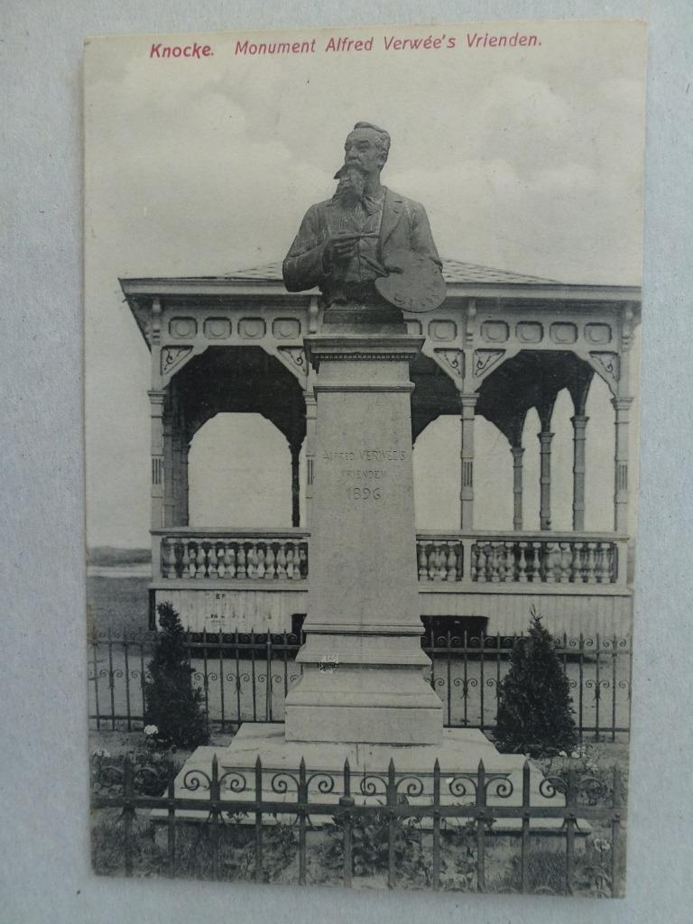 Knokke  Knocke Monument Alfred Verwée's Vrienden, Verzenden, Voor 1920, Gelopen, Stad of Dorp