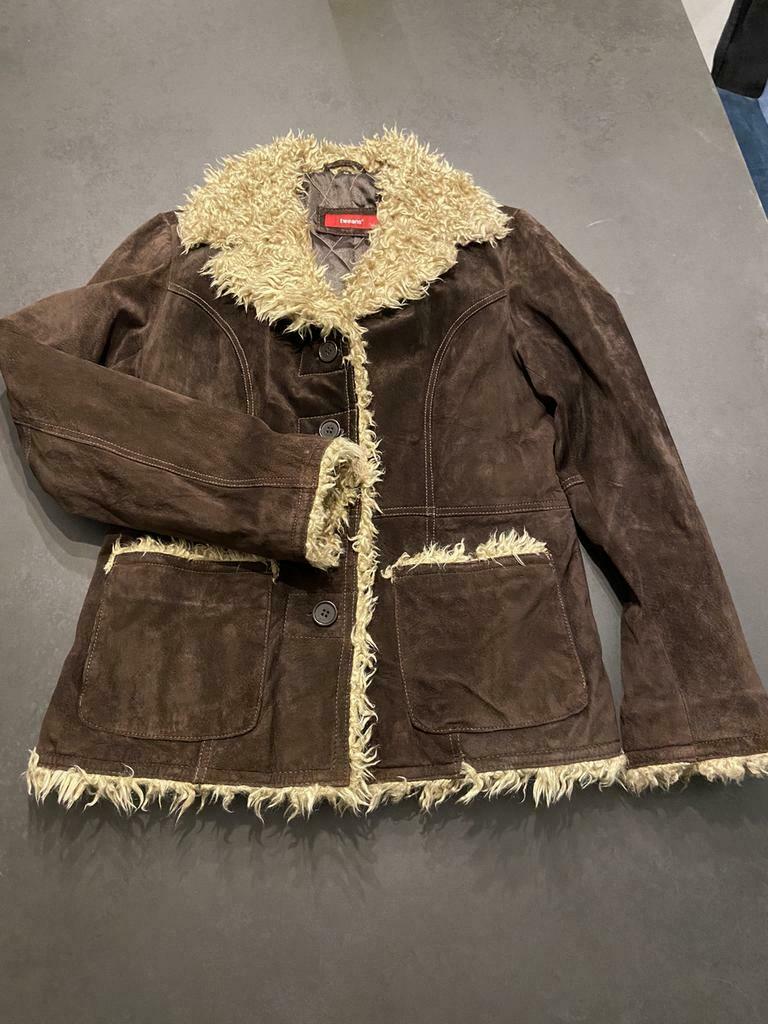 Tweans bruine lederen jas maat 38. Zeer goede staat., Kleding | Dames, Maat 38/40 (M), Bruin, Ophalen of Verzenden, Tweans