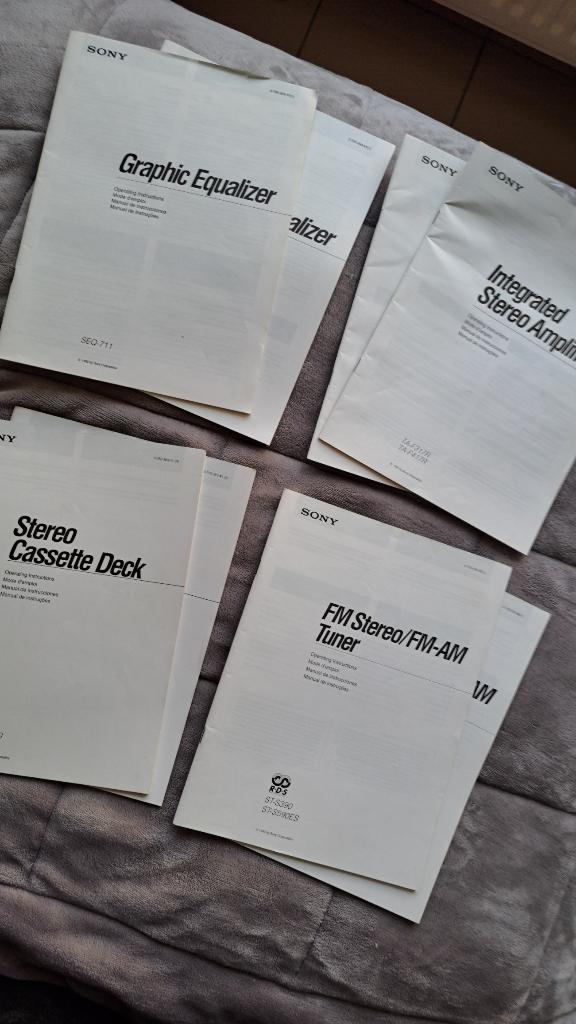 Lot SONY 4 modes d'emplois papier 1992, Ophalen of Verzenden, Sony