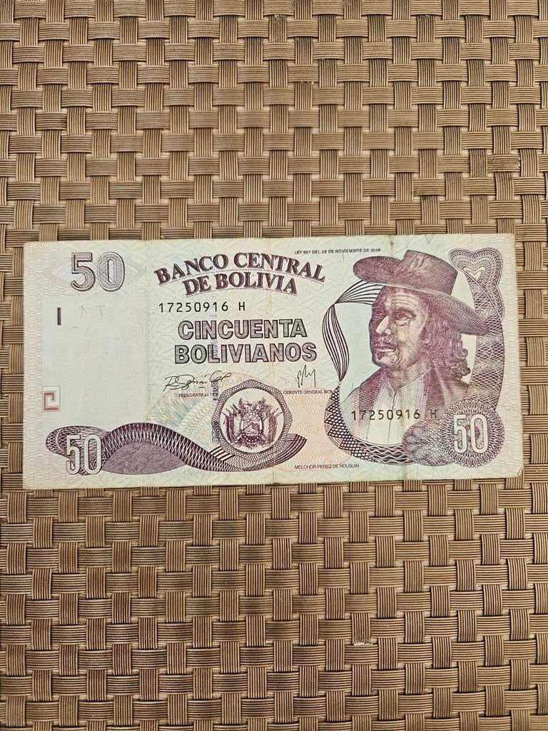 50 bolivianos 1986 année Bolivie, Enlèvement ou Envoi, Autres pays, Billets en vrac