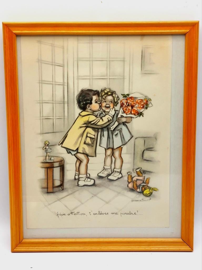 Ingekaderde gravure Germaine Bouret #1, Antiek en Kunst, Ophalen