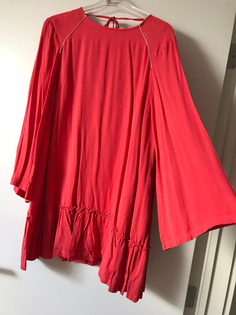 Wijde rood/koraal jurk, Bohemian style, maat M, Zo goed als nieuw, Maat 38/40 (M), Rood