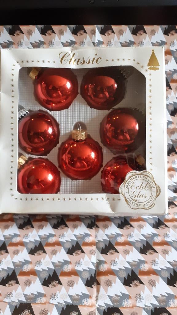 boite de 7 boules de noel en verre rouge brillant, Ophalen of Verzenden, Nieuw