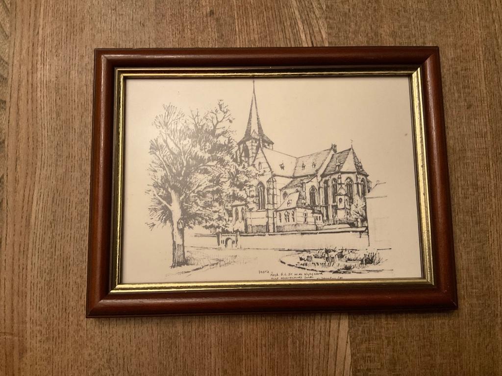 Tekening in kader, Ophalen of Verzenden, Zo goed als nieuw, Tekening