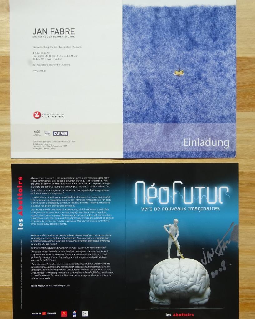 2 invitaties Jan Fabre, 1 signed**, Enlèvement ou Envoi, Comme neuf, Peinture et dessin