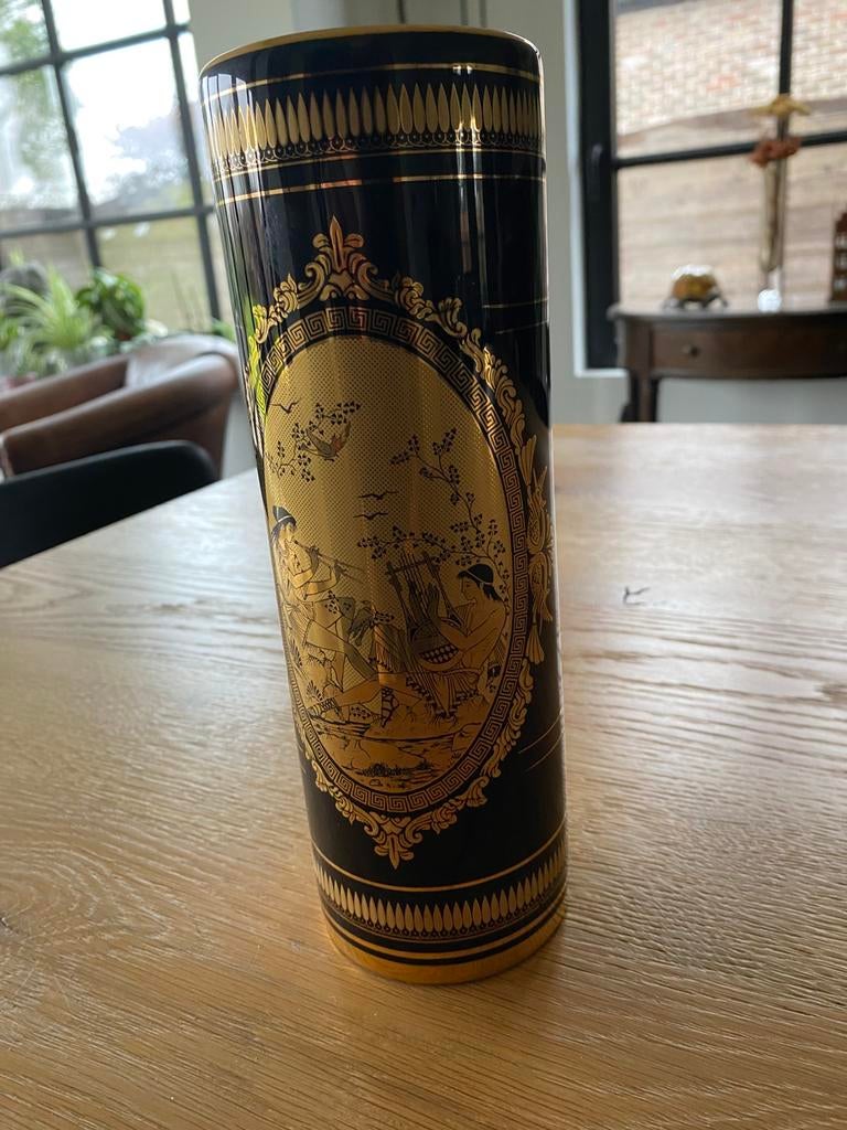 Griekse vaas handgeschilderd in 24k goud, Antiek en Kunst, Ophalen of Verzenden