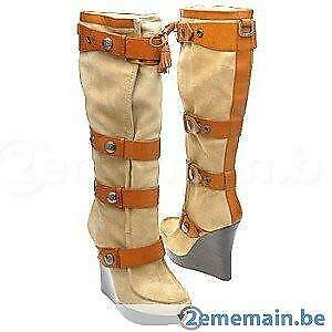 L.A.M.B CHARTRES Bottes compensées en daim beige neuves 42, Verzenden, Nieuw, Bruin, Hoge laarzen