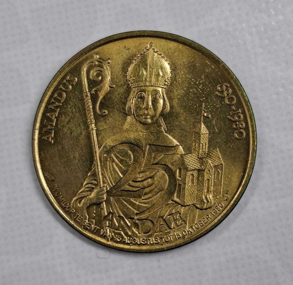 25 GANDAE GENT AMANDUS 1980, Ophalen of Verzenden, Losse munt