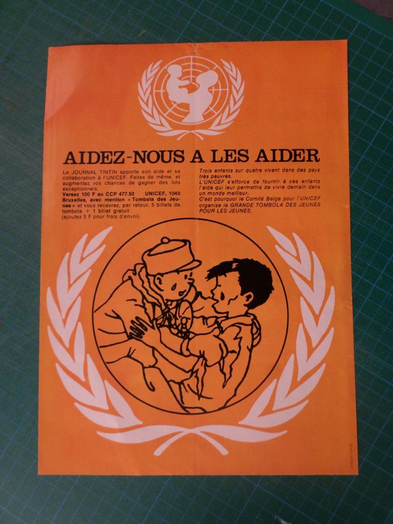 Tintin - publicité papier Unicef - 1972, Collections, Enlèvement ou Envoi, Tintin, Utilisé, Autres types