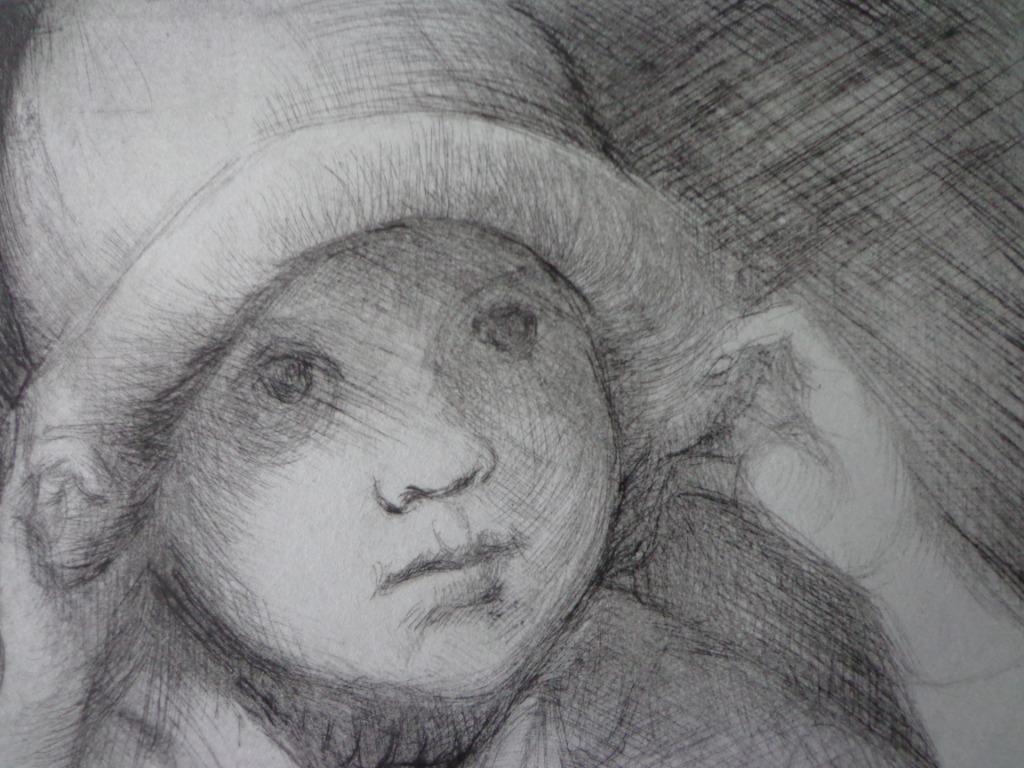 gravure d'une jeune fille aux yeux saisissants, Enlèvement ou Envoi