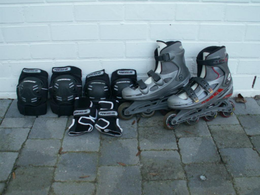 Rolschoen maat 40 met bescherming, Gebruikt, Kinderen, Inline skates 4 wielen, Ophalen