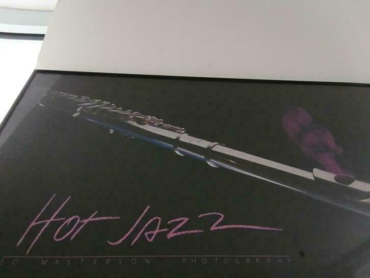 deco Prachtige vintage jazzposter/frame van topkwaliteit, Ophalen, Gebruikt, Metaal of Aluminium, 75 tot 100 cm