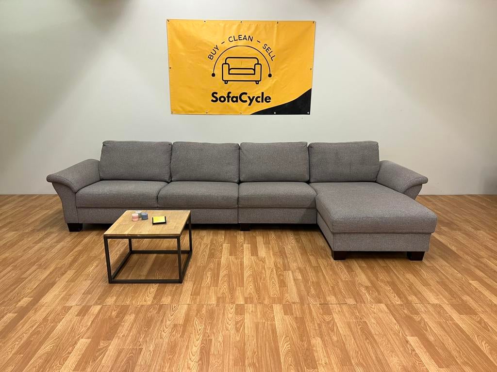 Modulaire grijze vierzit met chaise longue – SofaCycle, Huis en Inrichting, Ophalen of Verzenden, Zo goed als nieuw