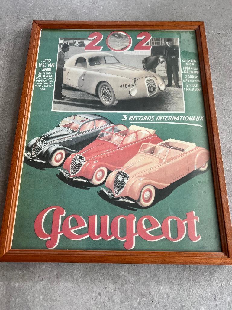 Peugeot 202 vintage poster, Verzamelen, Posters, Ophalen of Verzenden, Zo goed als nieuw, Rechthoekig Liggend, Reclame