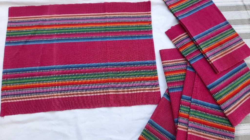 Set placemats, geweven met zuiders motief, Ophalen of Verzenden