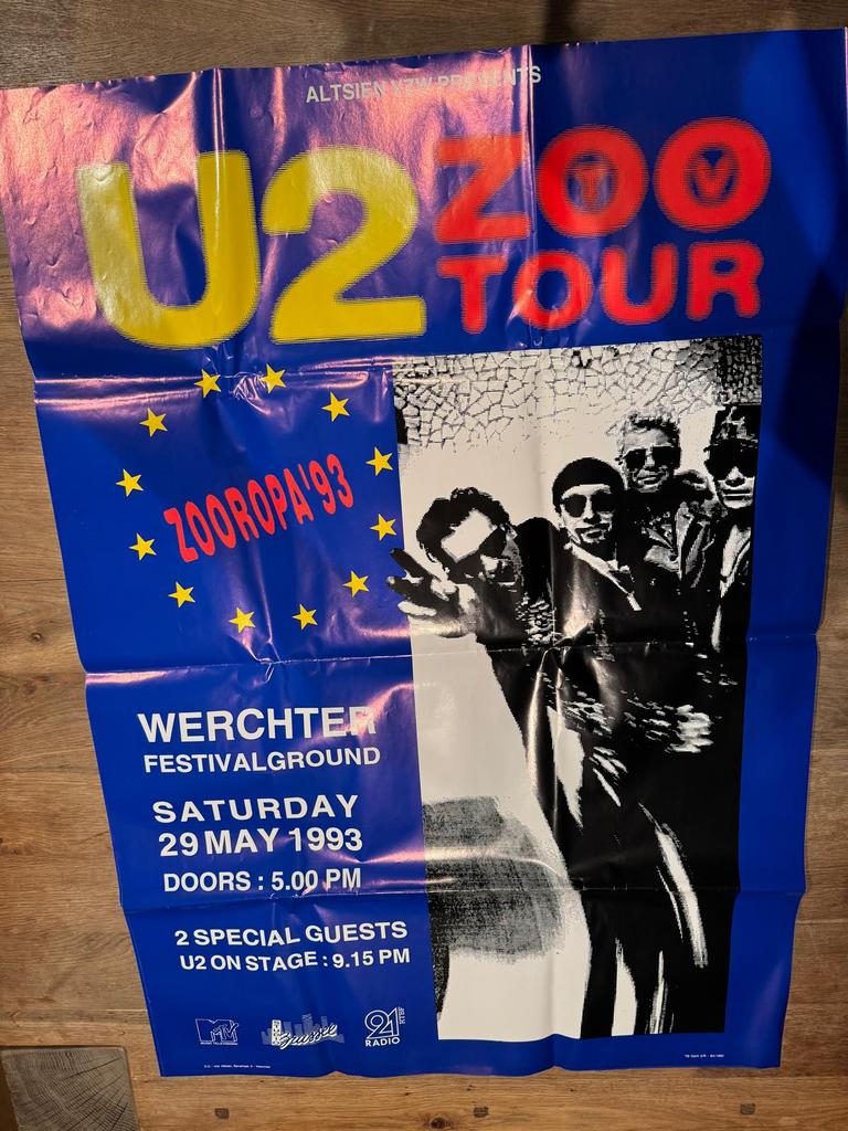Affiche de la tournée du zoo U2 1993, Enlèvement ou Envoi, Rectangulaire vertical, Comme neuf, Musique