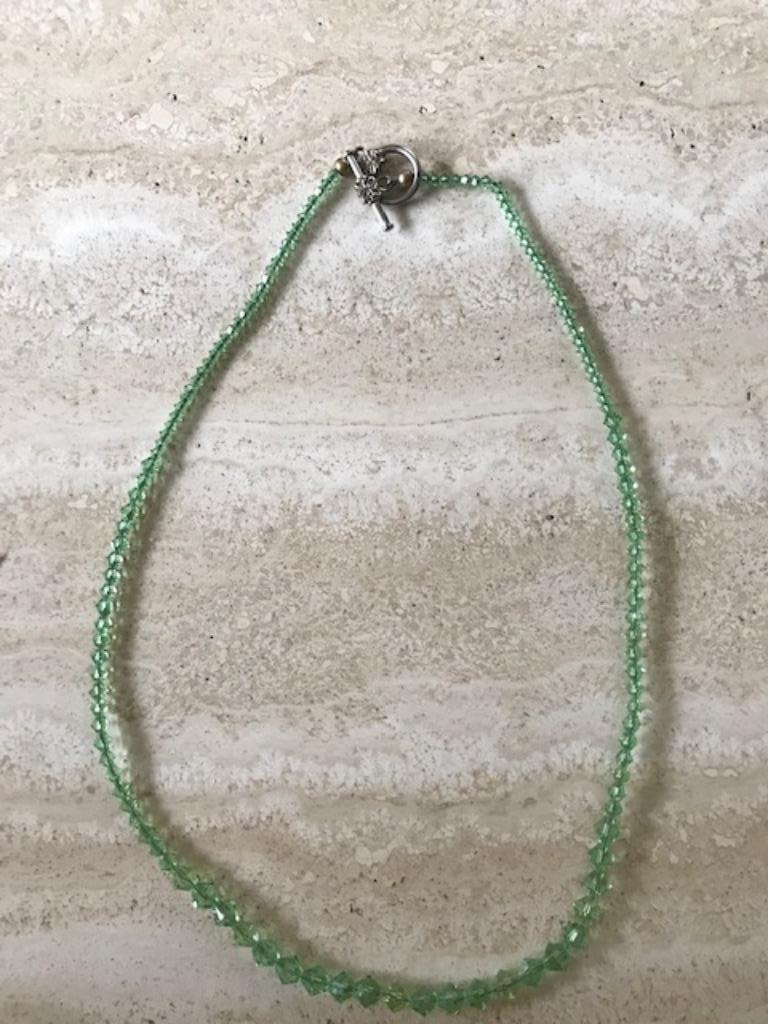 Nieuwe groene halsketting - 22cm (nr3805), Bijoux, Sacs & Beauté, Colliers, Enlèvement ou Envoi, Neuf, Vert, Synthétique