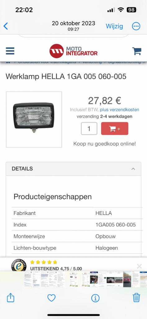 Werklampen, Ophalen, Nieuw