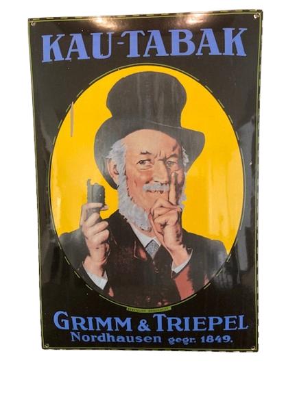 Plaque émaillée 'Kau Tabak' - Grimm & Triepel', Panneau publicitaire, -, Utilisé, -