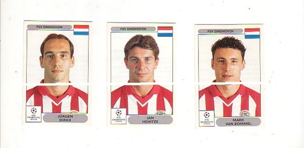 Panini Champions League PSV Eindhoven 2000 - 2001/ 3 sticker, Verzamelen, Verzenden, Zo goed als nieuw, Poster, Plaatje of Sticker
