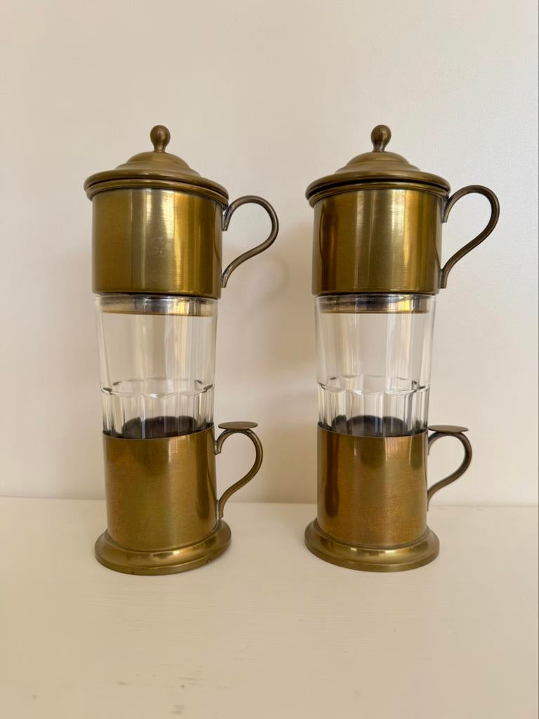Zeer mooie oude verzilverde/koperen koffie- of theeset, Antiek en Kunst, Ophalen