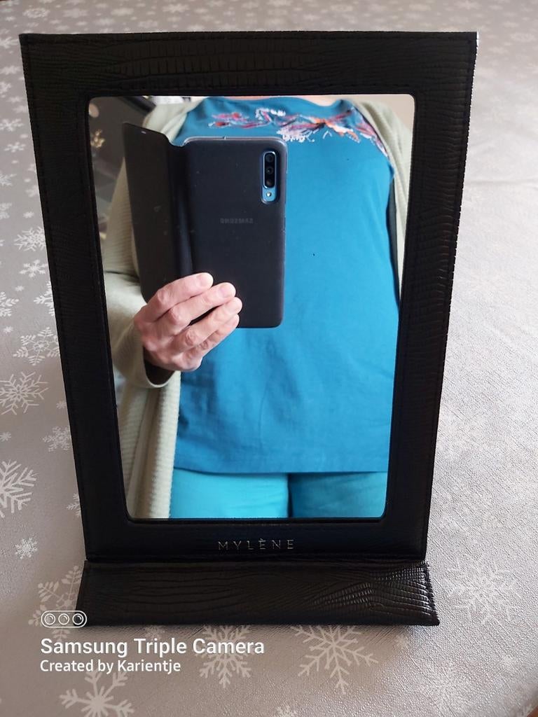 Mylène luxe spiegel met standaard 16cm op 23cm, Huis en Inrichting, Ophalen of Verzenden, Nieuw, Zwart, Overige typen