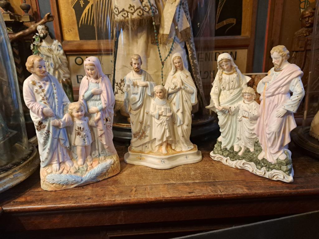 lot 3 Antieke Porselein Bisque Heilige Family Beeld Hoog23Cm, Antiek en Kunst, Ophalen