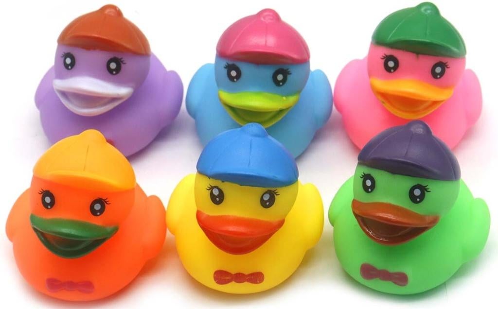 PARTIJ GEKLEURDE EENDJES 5,5CM MET GELUID, Ophalen, Nieuw