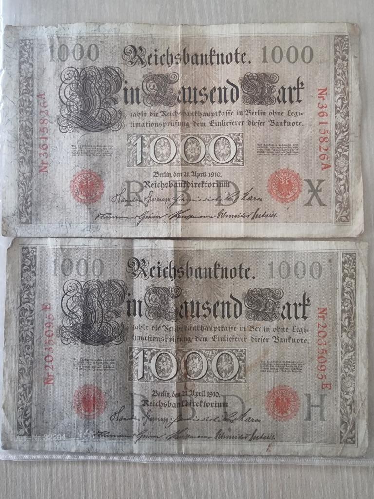 Bankbiljetten Reichsbanknote 1000 Mark, Ophalen of Verzenden, Duitsland, Los biljet