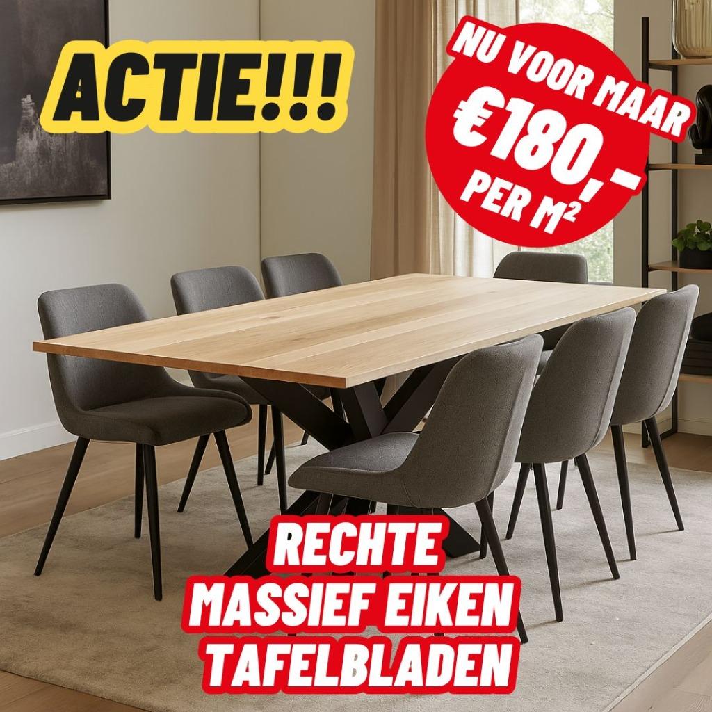 Eiken tafel | eettafel | eiken eettafel | €180m² | RECHT, Maison & Meubles, Tables | Tables à manger, Neuf, Rectangulaire, Chêne