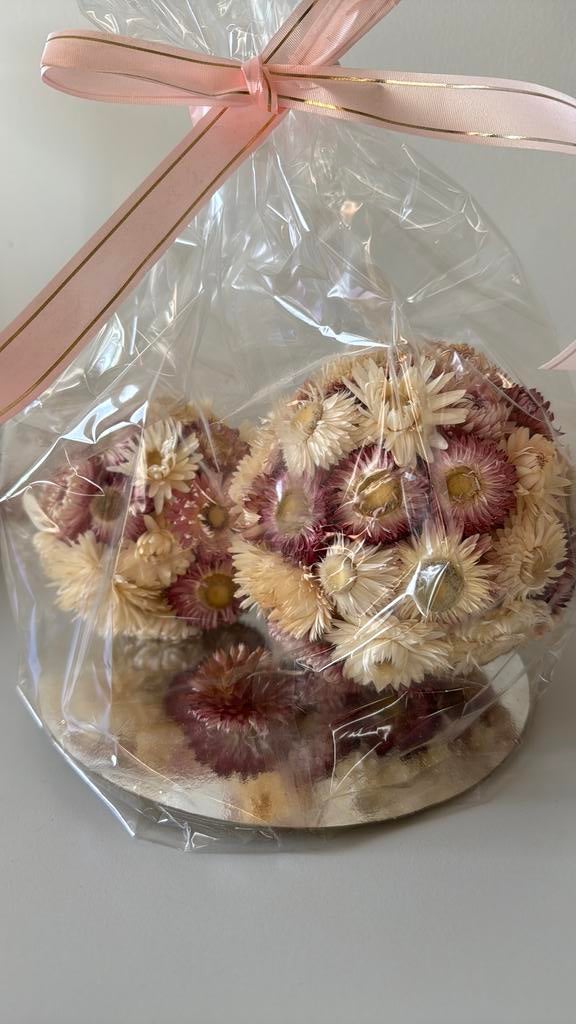 2 droogbloemen bollen/bloemstukjes, Ophalen, Zo goed als nieuw