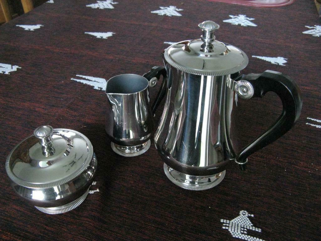 Inox 18/10: koffiekan, melkkan en suikerpot, Huis en Inrichting, Keuken | Servies, Ophalen of Verzenden, Nieuw