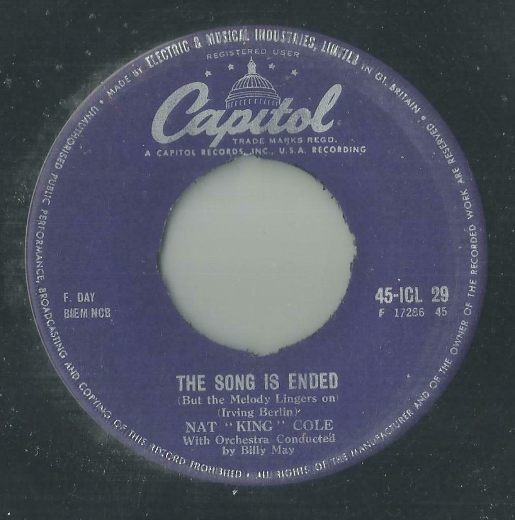 Nat King Cole – The song is ended / Once in a while – Single, Gebruikt, 7 inch, Single, Ophalen of Verzenden