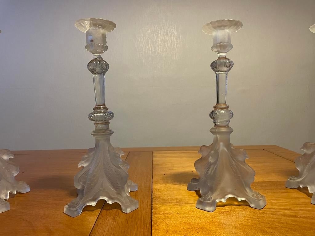 4 Val Saint Lambert kandelaars serie Luxval, Antiek en Kunst, Ophalen, Glas