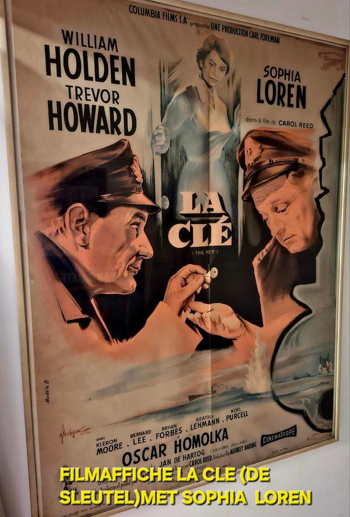 FILMAFFICHE ' LA CLÉ ' 1958 MET OA SOPHIA LOREN, Verzamelen, Posters, Ophalen, Met lijst, Deurposter of groter, Film en Tv