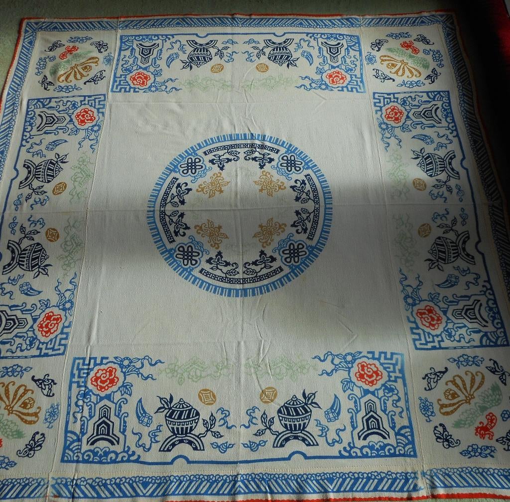 Decoratieve stof in vintage Aziatische stijl — jaren 30 —, Antiek en Kunst, Curiosa en Brocante, Ophalen of Verzenden