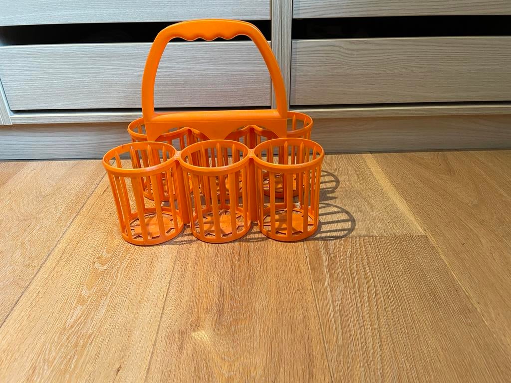 Vintage oranje flessenmand plastiek, Ophalen of Verzenden