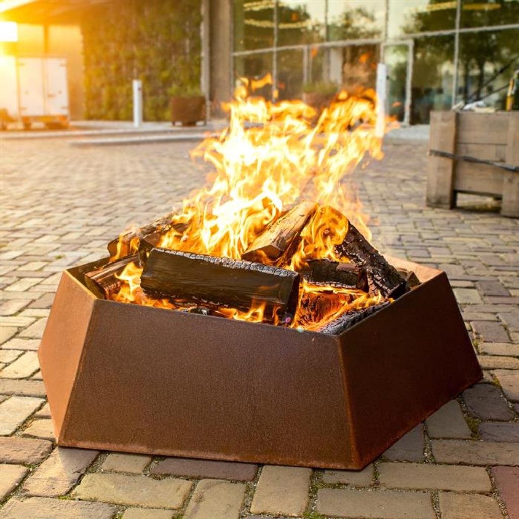 brasero modèle hexagonal en acier corten, Jardin & Terrasse, Envoi, Neuf, Sol, Résistant à l'eau