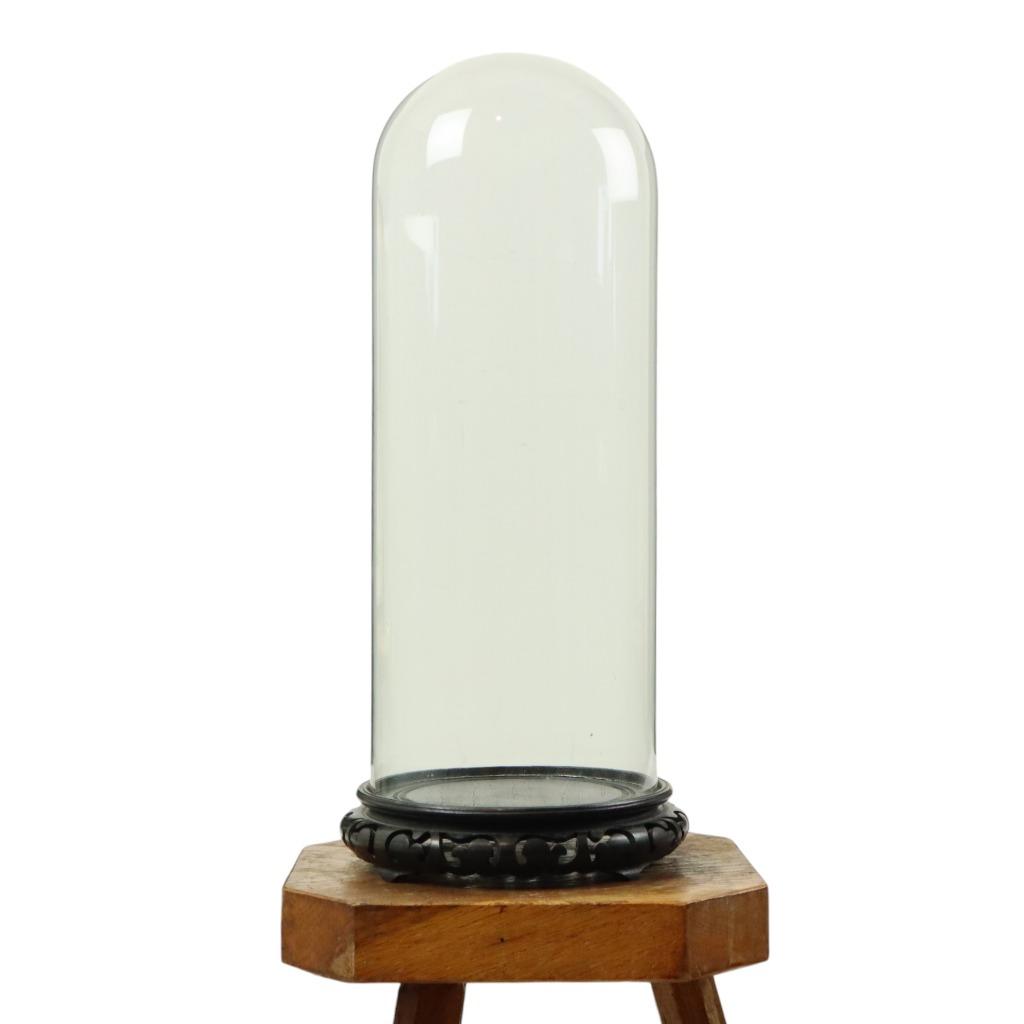 Grote Antieke Stolp Globe Mondgeblazen Aziatische Houten Bas, Antiquités & Art, Antiquités | Verre & Cristal, Enlèvement ou Envoi