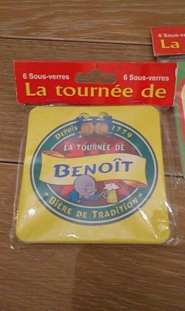 3 sous-verres en carton avec prénom Benoit, Enlèvement ou Envoi, Neuf