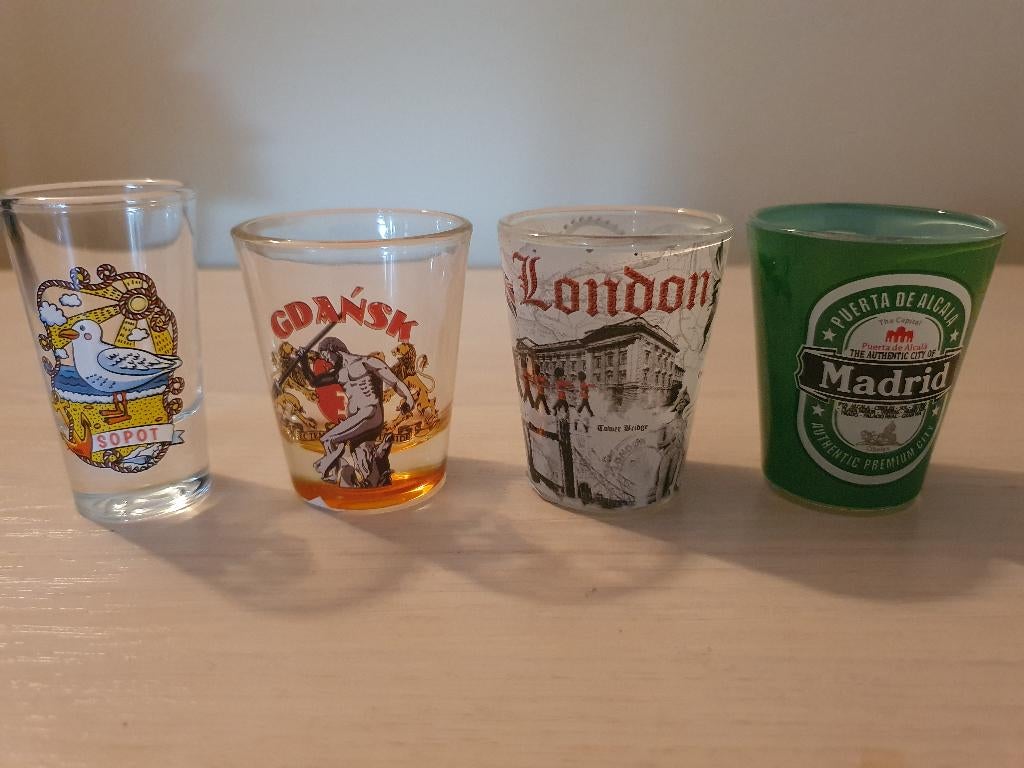 8 nieuwe tequilaglazen uit Europese steden, Ophalen of Verzenden, Nieuw, Borrel- of Shotglas