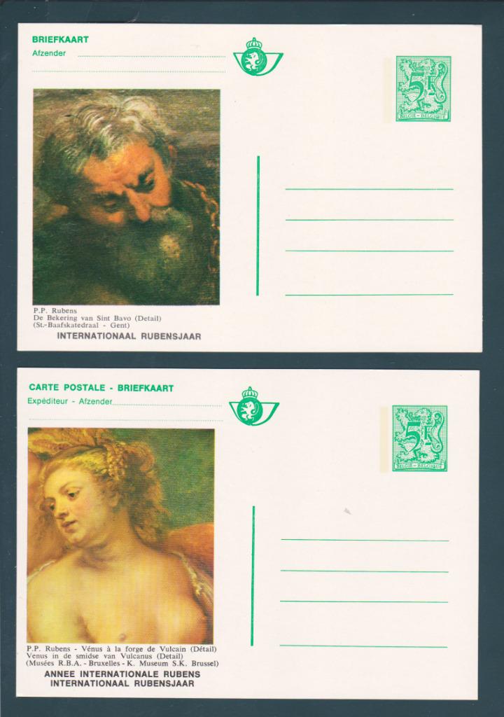 Belgique 5 cartes postales année internationale RUBENS 1977., Neuf, Non oblitéré, Art, Envoi