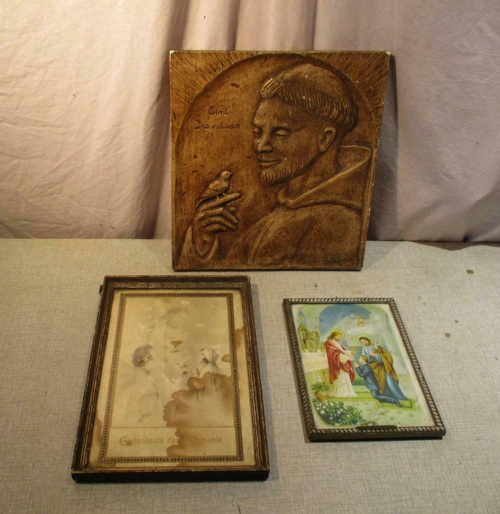 2 Antieke Religieuze Prenten en 1 Religieus  Kunstwerk, Antiek en Kunst, Antiek | Religieuze voorwerpen, Ophalen of Verzenden