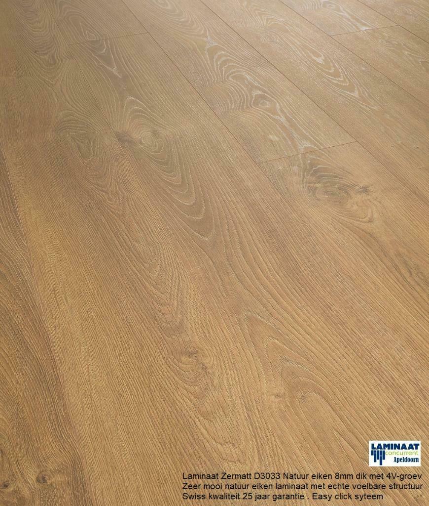 Laminaat Zermatt Eik D3033 Natuur 24cm brede 8mm dik, Huis en Inrichting, Stoffering | Vloerbedekking, Nieuw, Laminaat, Beige
