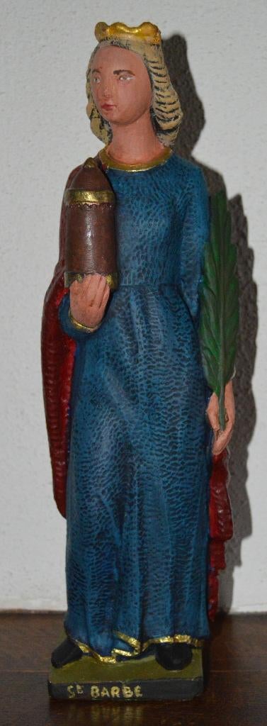 Oude St Barbara van Nicomedië, 37 cm, Antiek en Kunst, Antiek | Religieuze voorwerpen, Ophalen of Verzenden