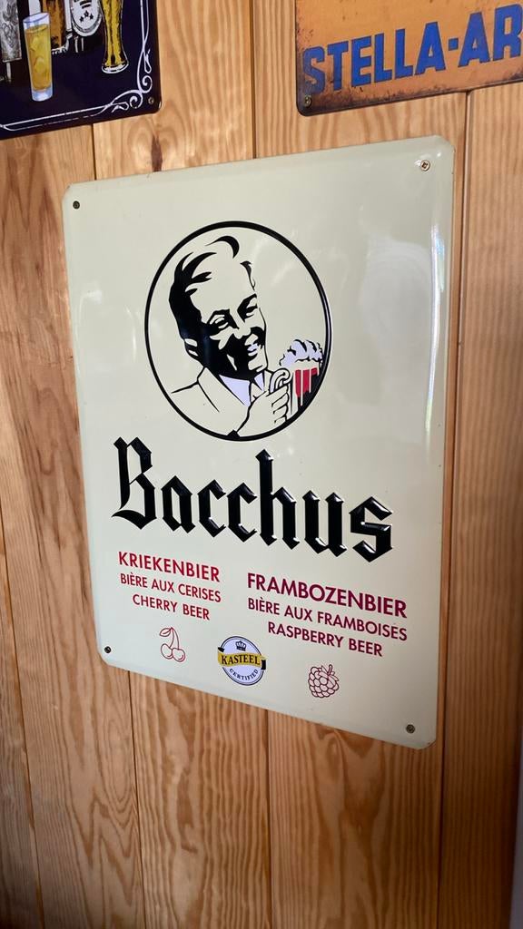 Reclamebord Bacchus, Verzamelen, Biermerken, Ophalen of Verzenden, Zo goed als nieuw, Reclamebord, Plaat of Schild
