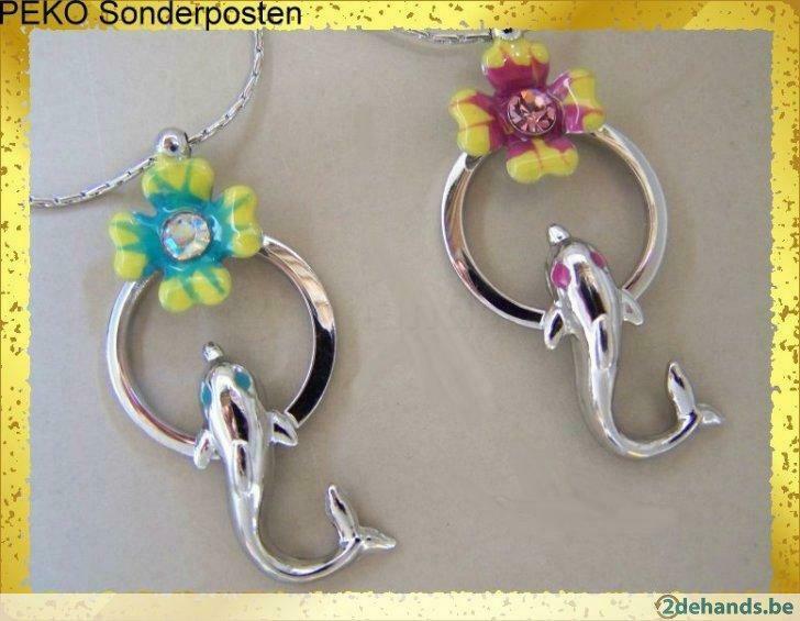 collier dauphin argenté avec fleur, Bijoux, Sacs & Beauté, Colliers, Avec pendentif, Autres matériaux, Envoi, Neuf