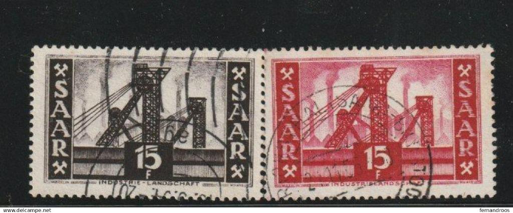 ALLEMAGNE SAAR 1952 1955 INDUSTRIE LANDSCHAFT 15 F OBLITERES, Postzegels en Munten, Ophalen of Verzenden, BRD, Gestempeld
