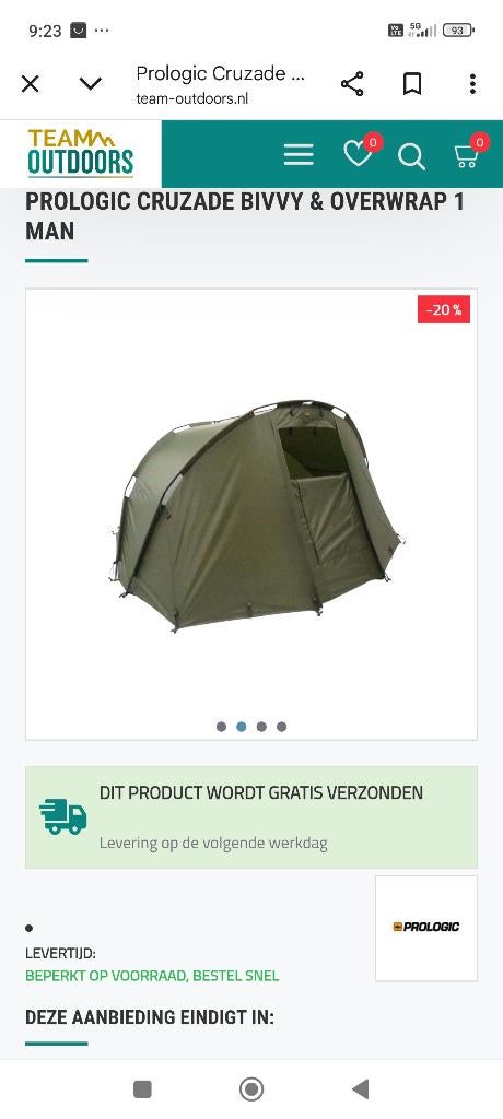 Karper tent 1man met winterskin nieuw, Watersport en Boten, Hengelsport | Karpervissen, Nieuw, Overige typen, Ophalen