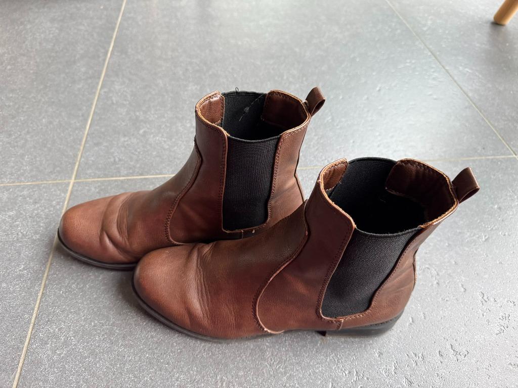 Cognac Chelsea boots bottines enkellaarsjes maat 38 H&M, H&M, Bruin, Lage of Enkellaarzen, Ophalen of Verzenden
